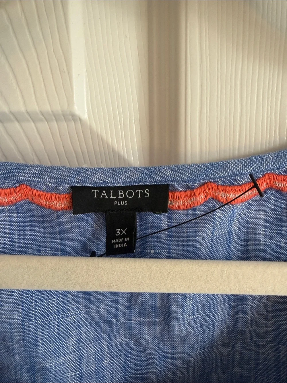 Talbots Blue Chambray Embroidered Tunic with Tropical Motif - Picture 2 of 4